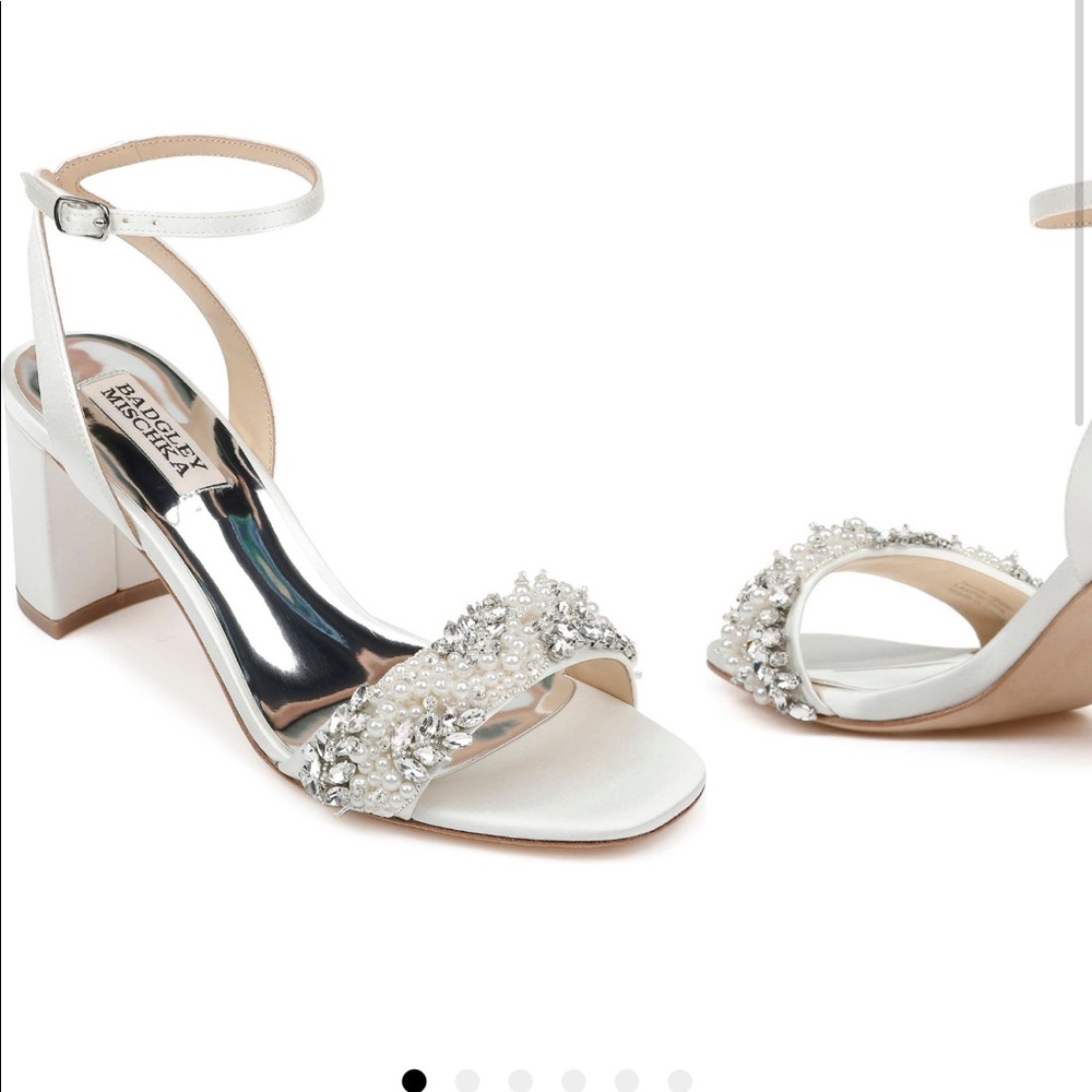 badgley mischka clara embellished strap evening shoe
